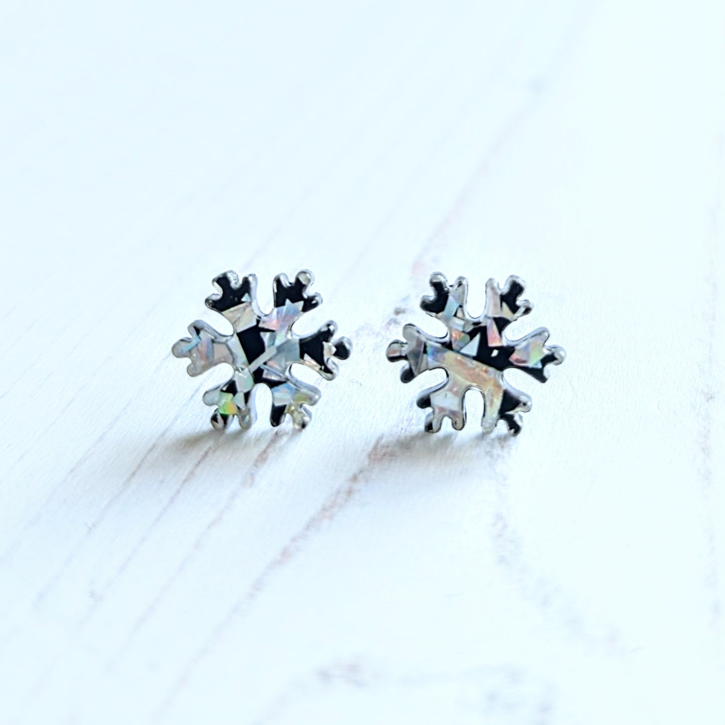 Snowflake Studs Iridescent Shatter