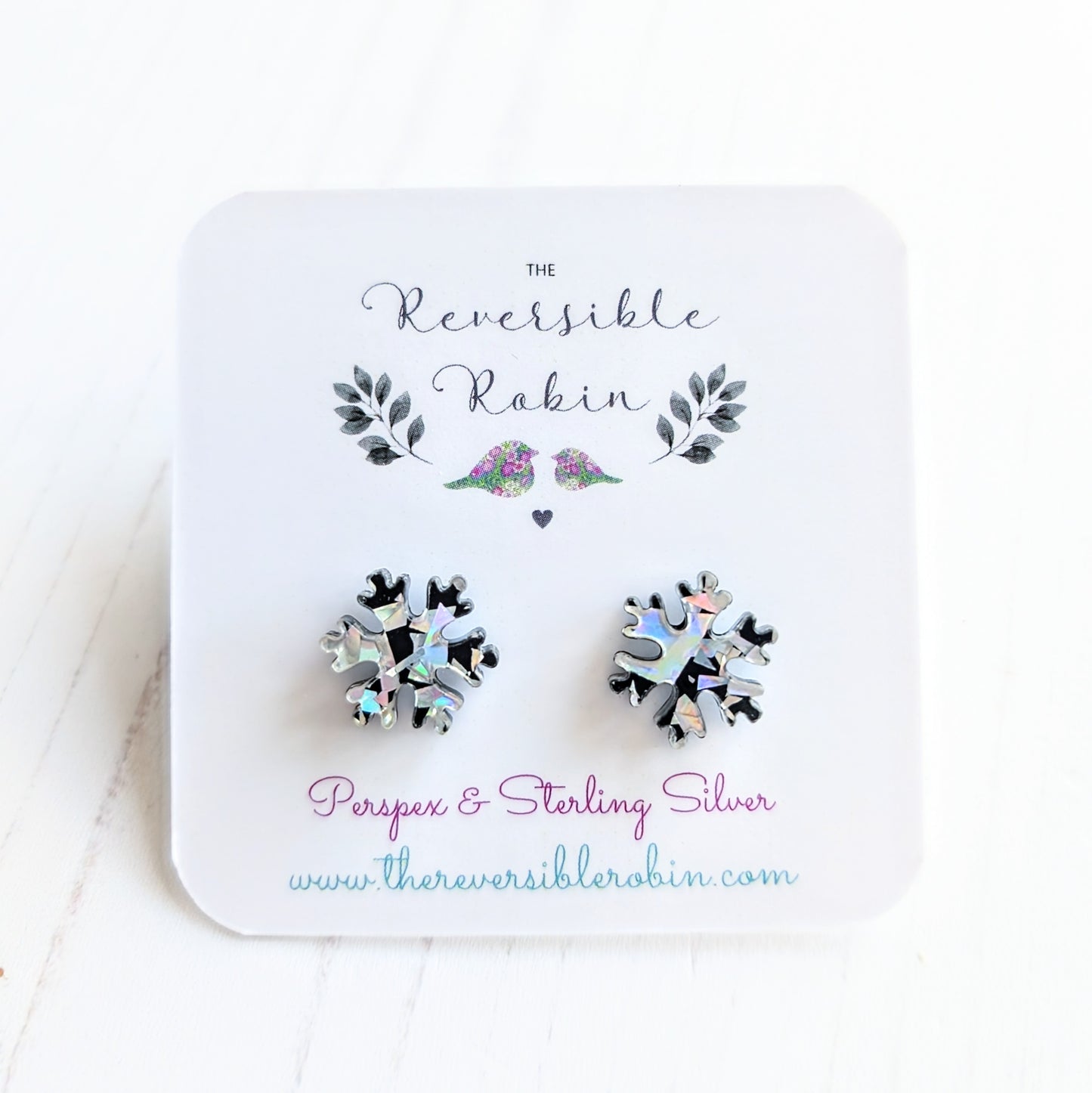 Snowflake Studs Iridescent Shatter