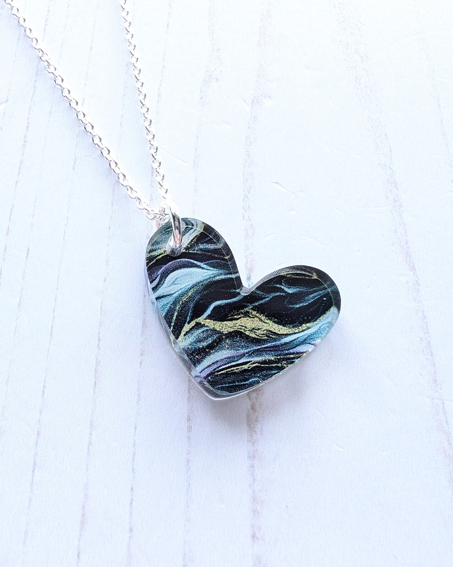 Puffy Heart Pendant - Ripple print