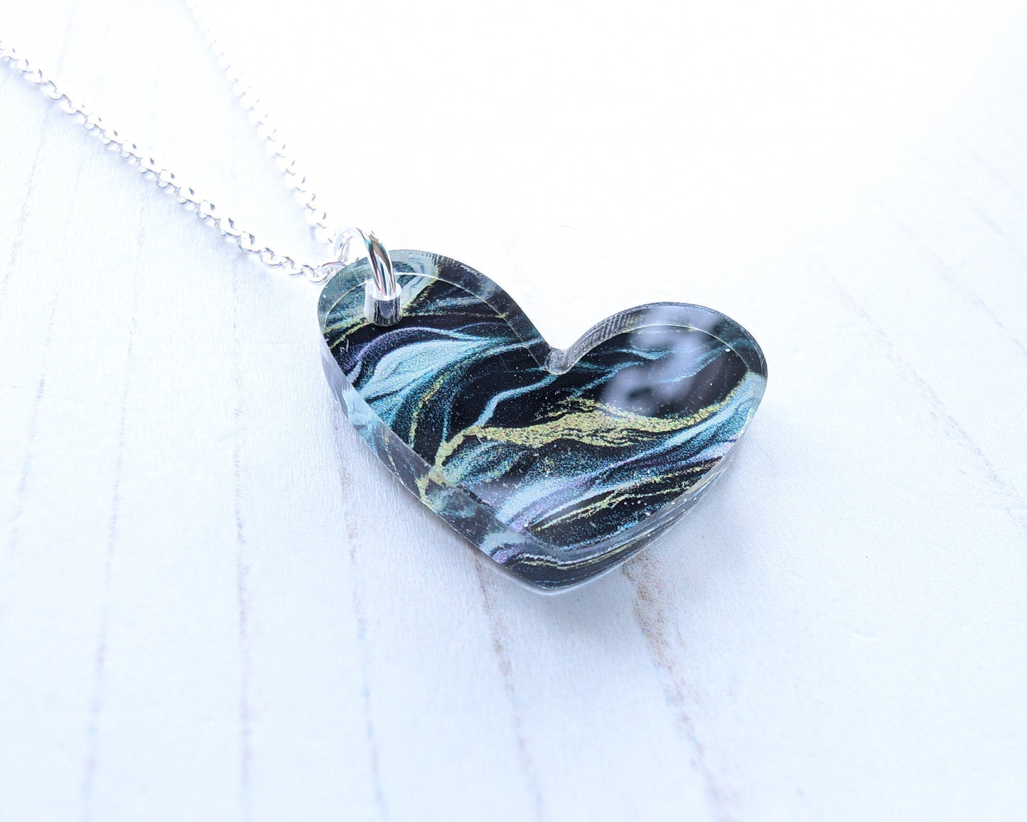 Puffy Heart Pendant - Ripple print