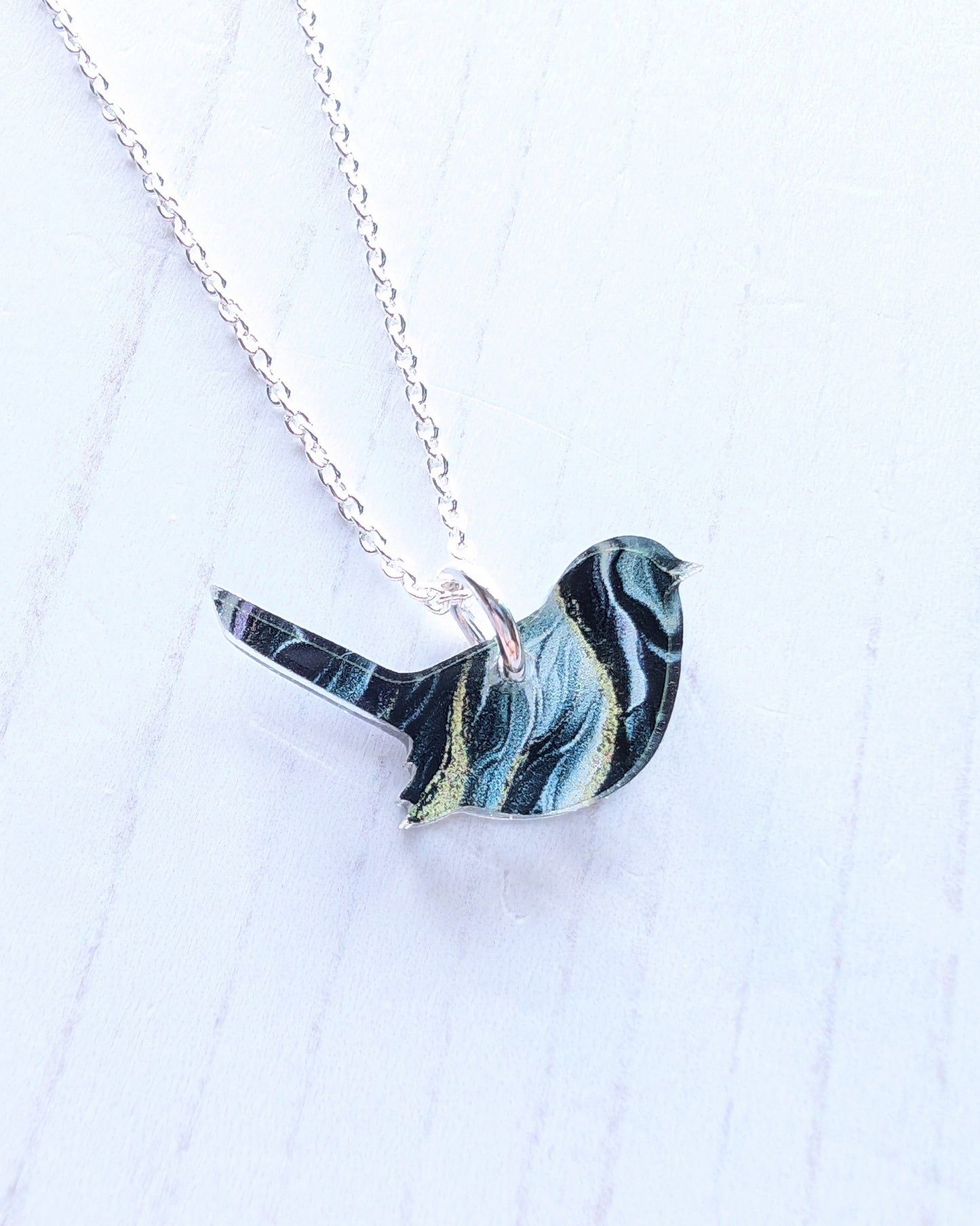 Mini Wren Pendant - Ripple Print
