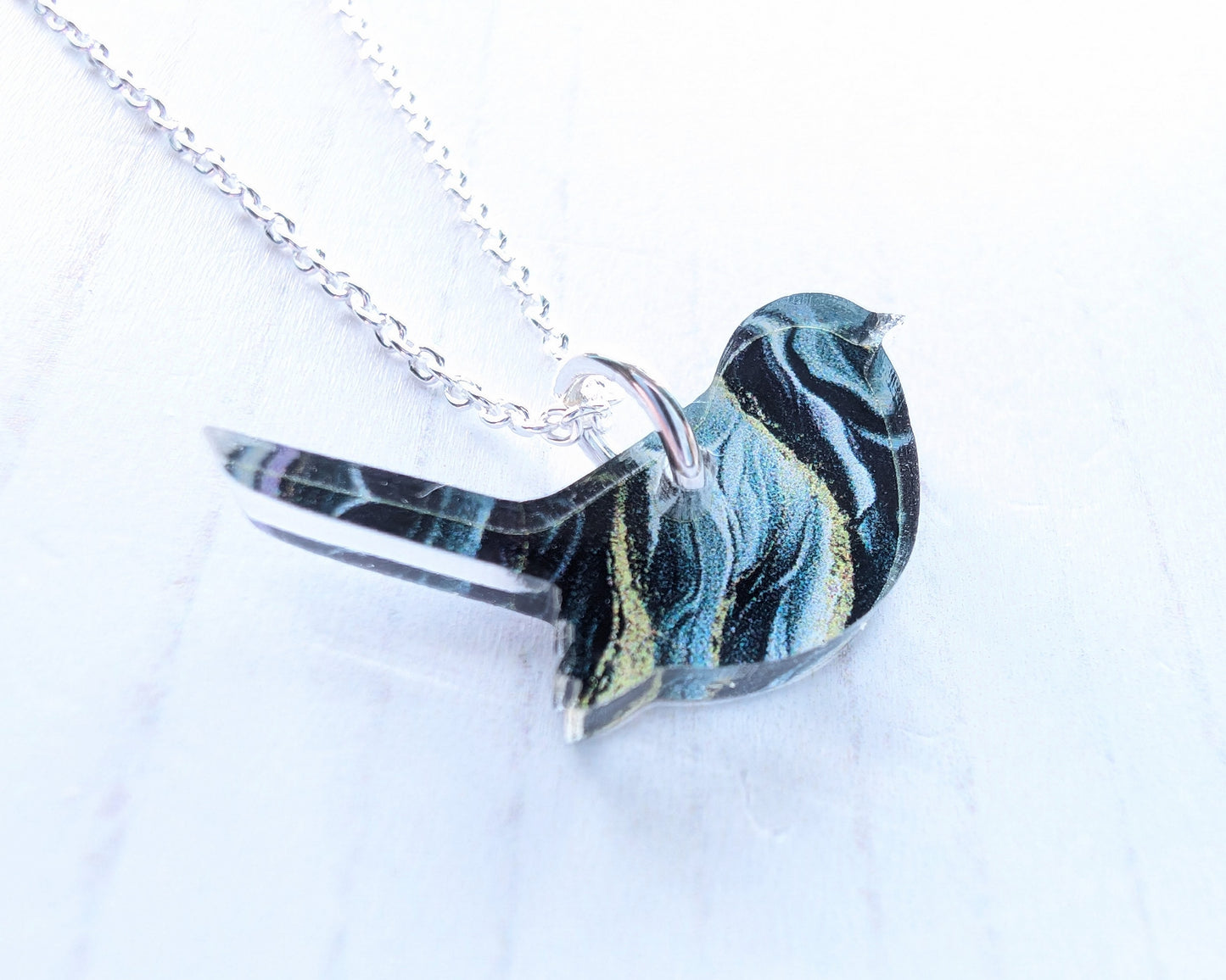 Mini Wren Pendant - Ripple Print