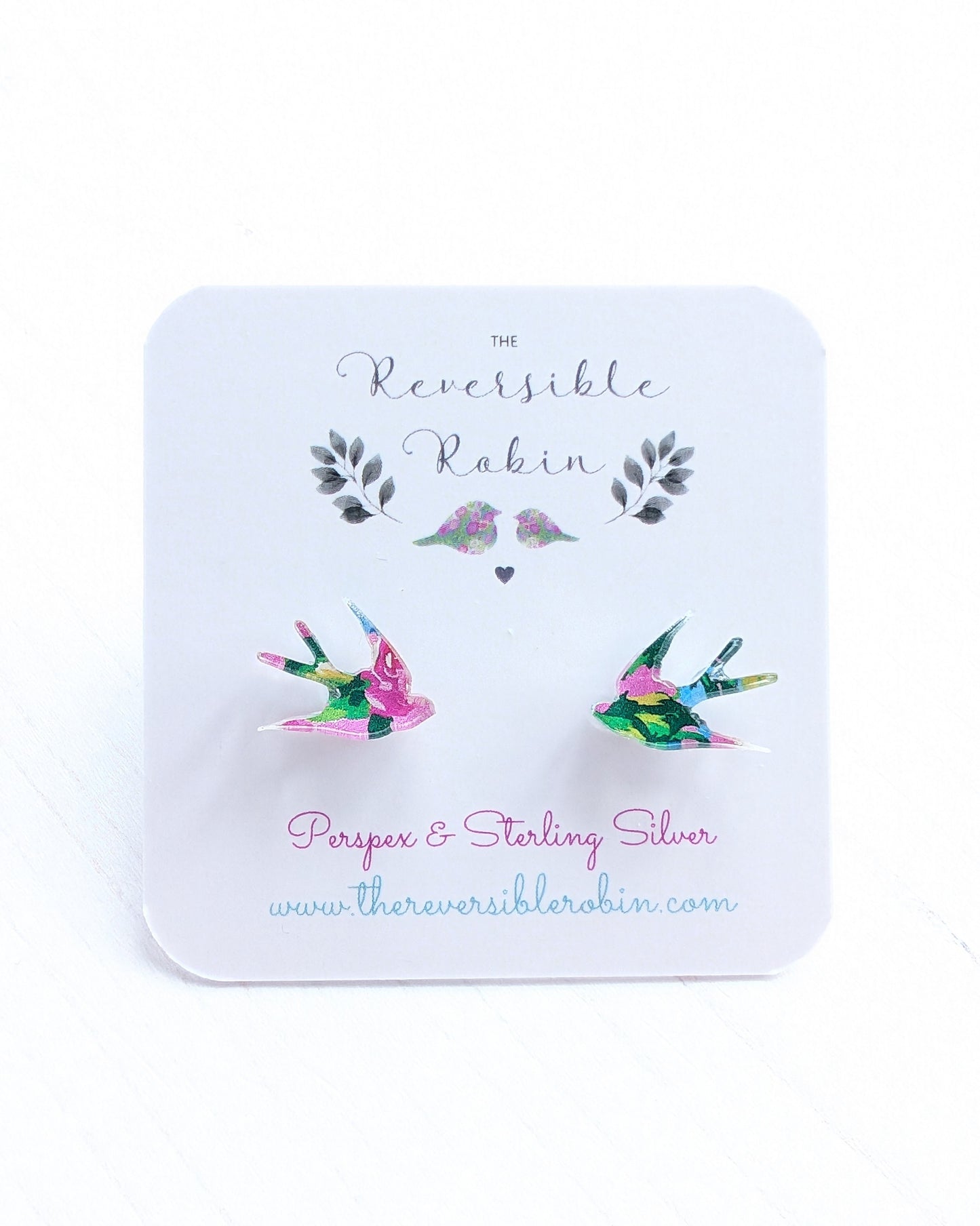 Swallow Studs - Pink Roses