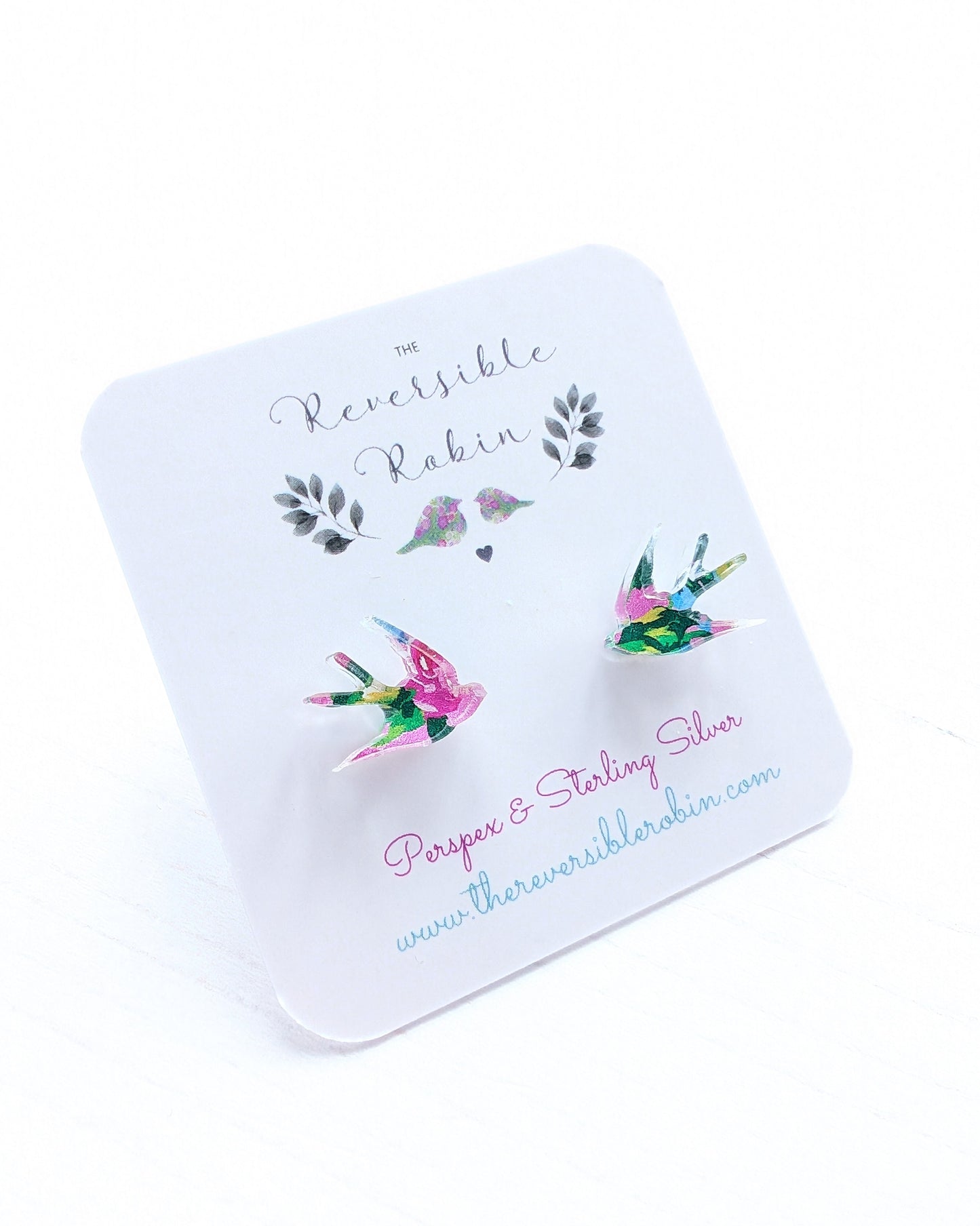 Swallow Studs - Pink Roses