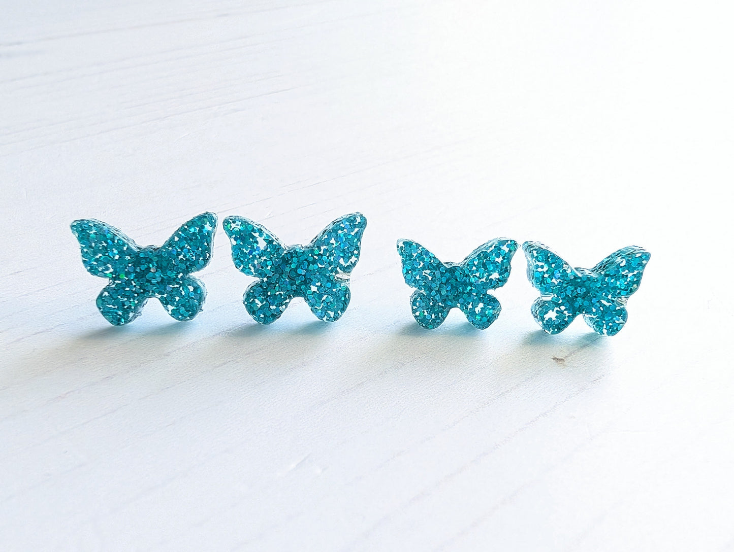 Butterfly Studs Turquoise Glitter