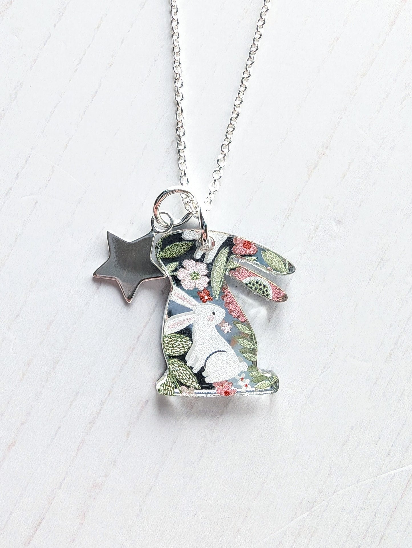 Bunny and Star Pendant with Bunny Print