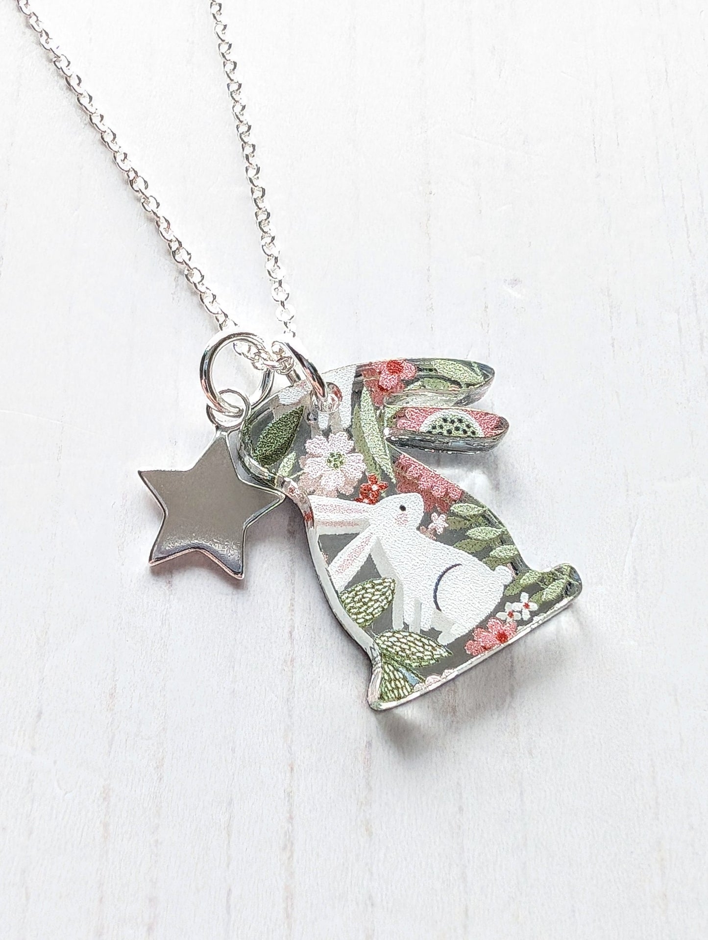 Bunny and Star Pendant with Bunny Print