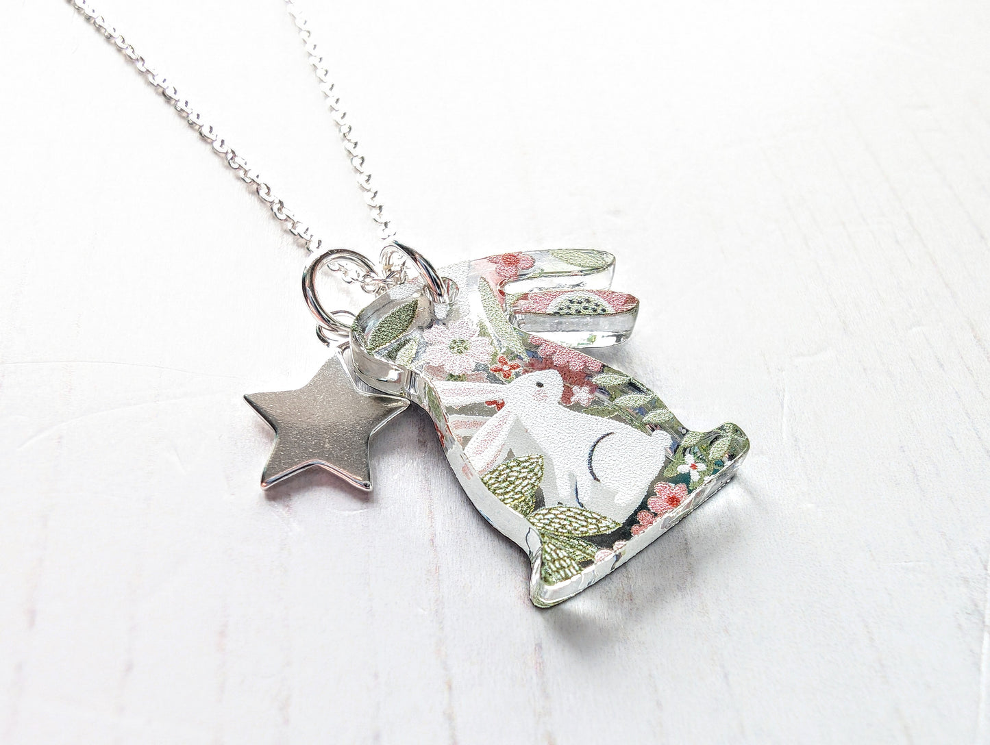 Bunny and Star Pendant with Bunny Print
