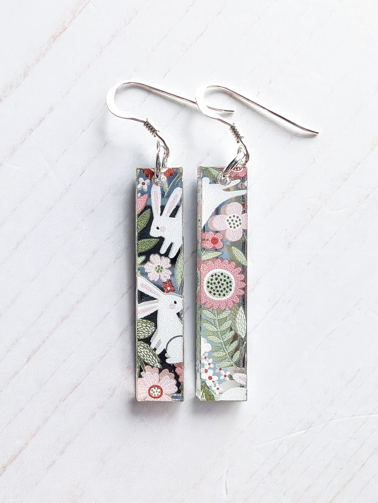Ingot drop earrings with Bunny print