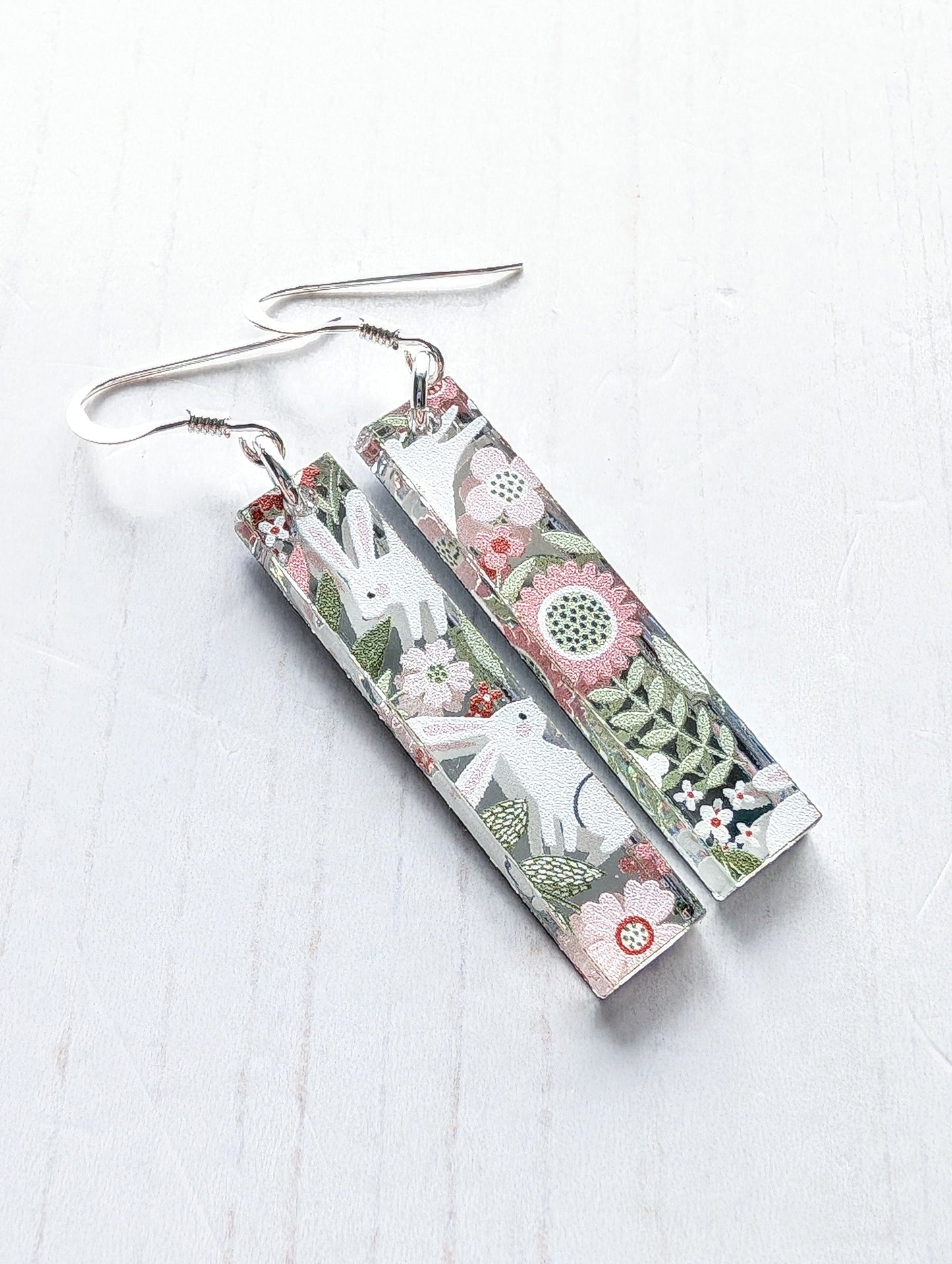 Ingot drop earrings with Bunny print
