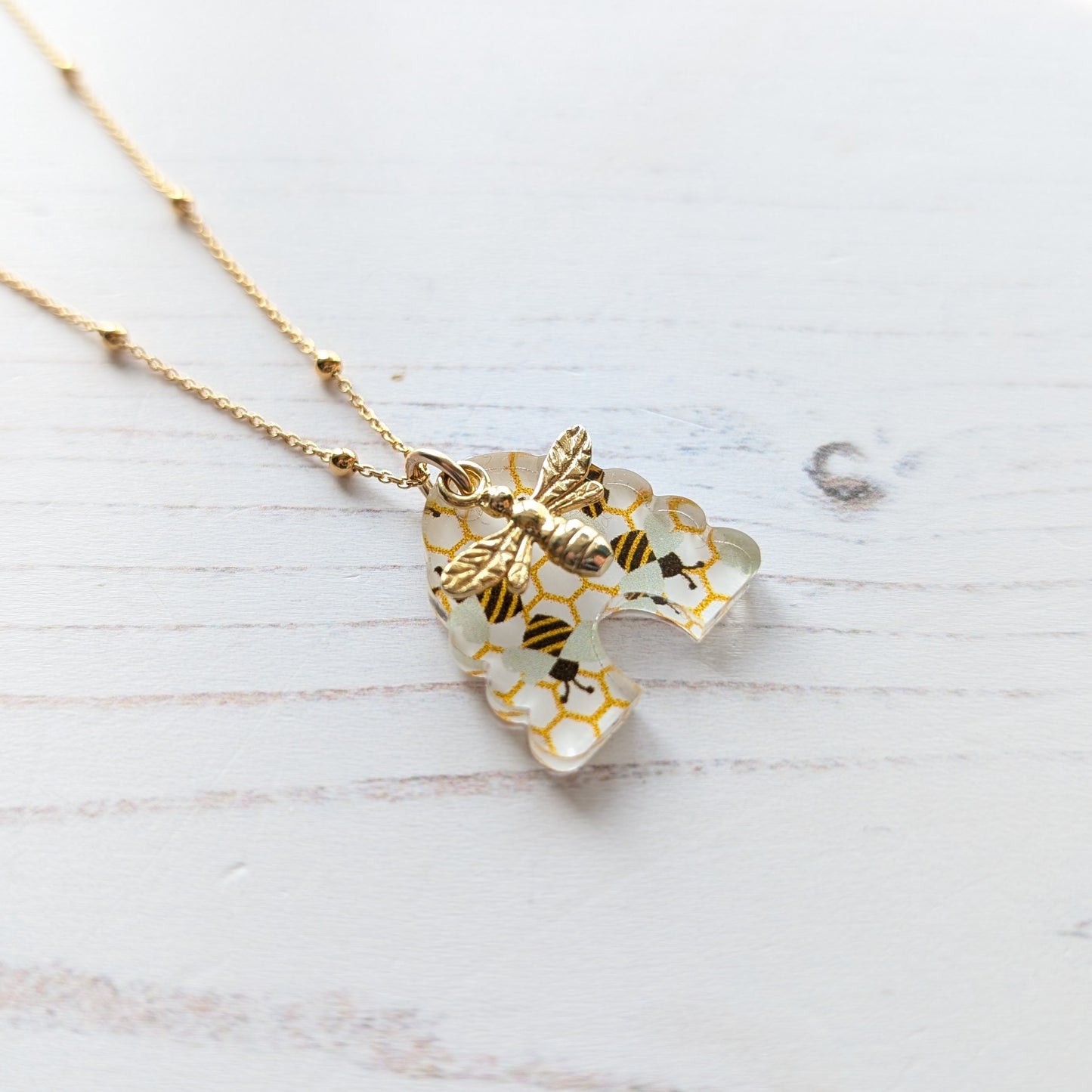 Bee Hive and Bee - Yellow Gold Vermeil