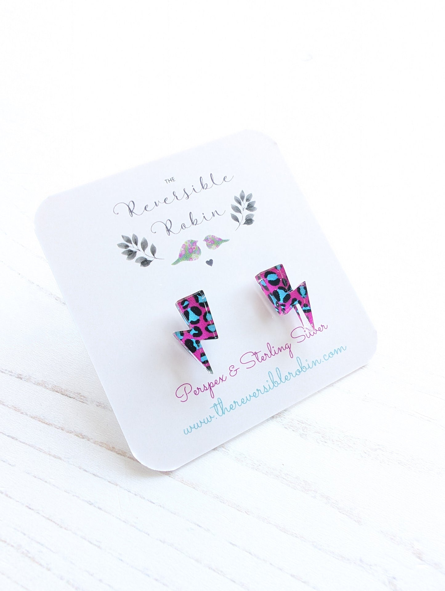 Lightning bots studs, pink Leopard