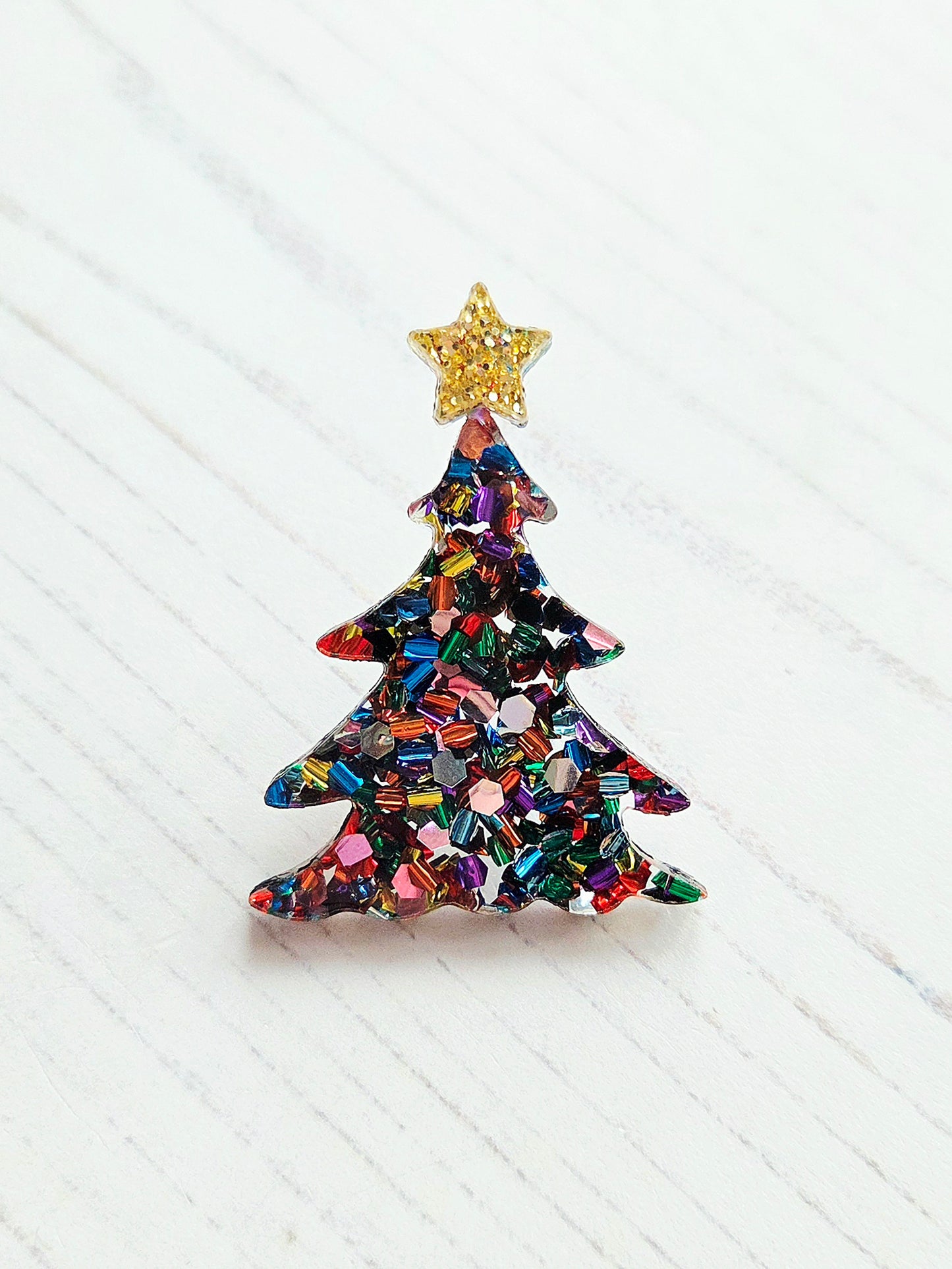 Christmas Tree Brooch/pin, Christmas confetti Acrylic