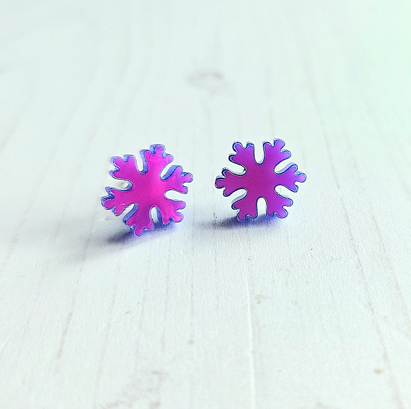 Snowflake Studs, Twilight Iridescent