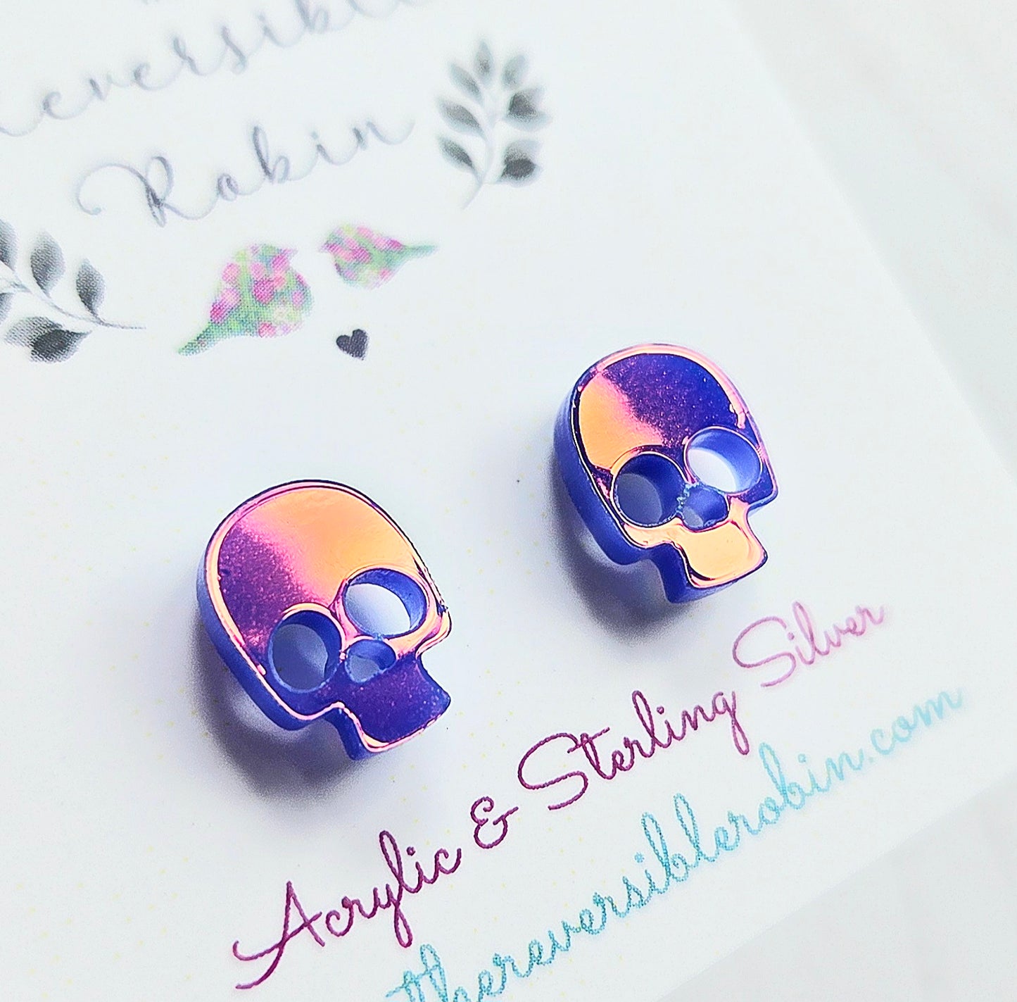 Skull studs, Twilight Iridescent