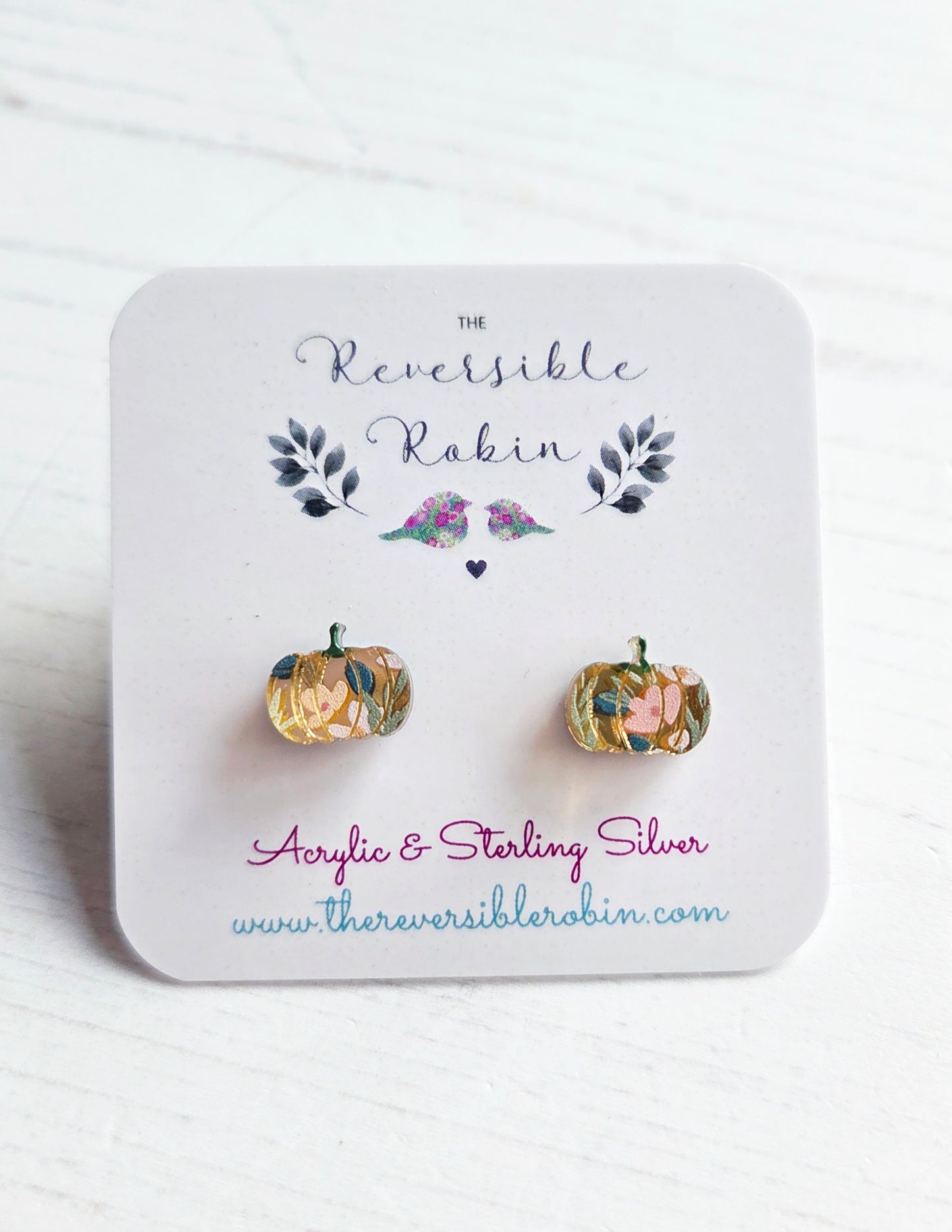 Pumpkin Studs, mirrored floral