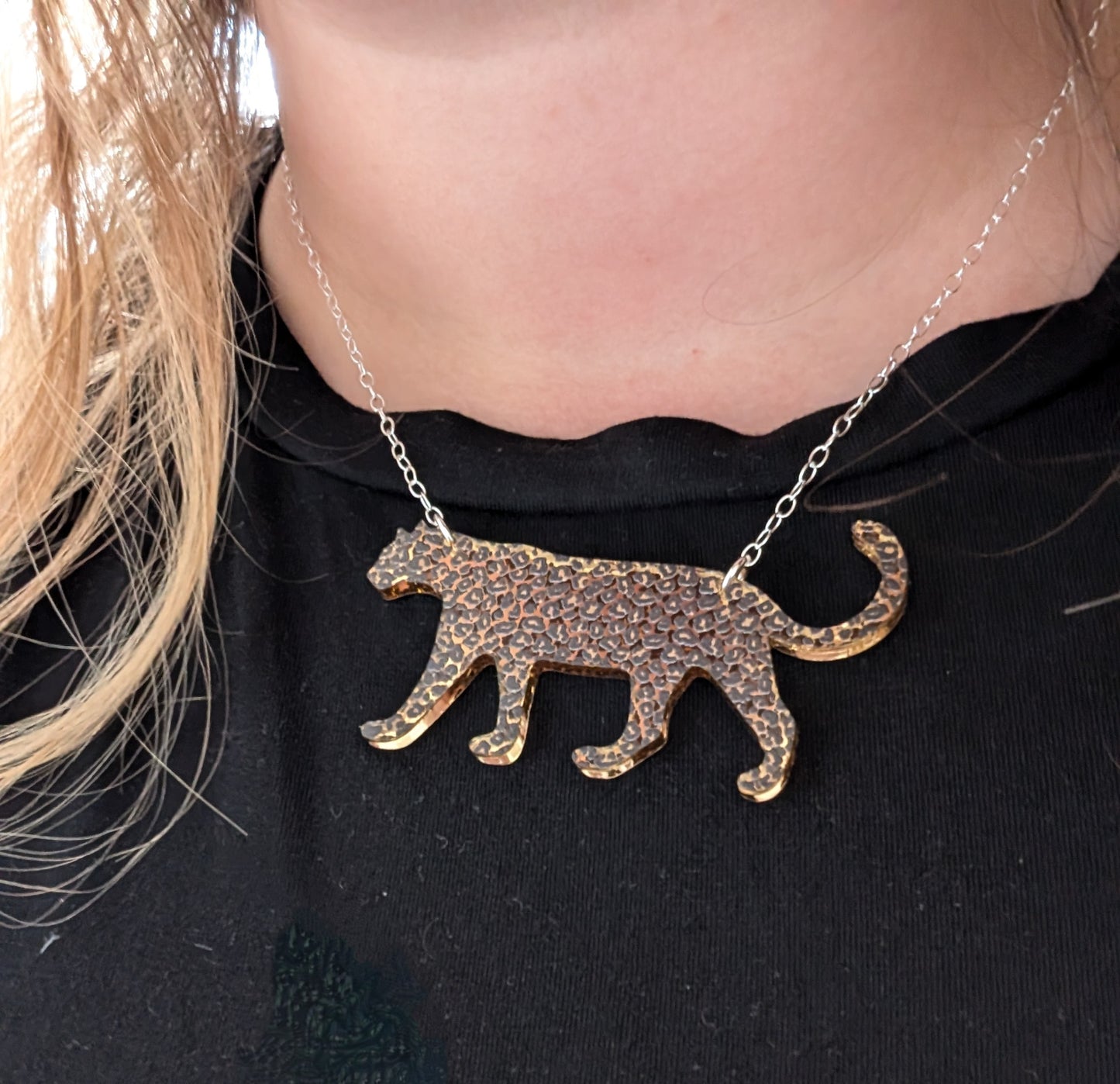 Leopard Statement Necklace, Gold Mirror