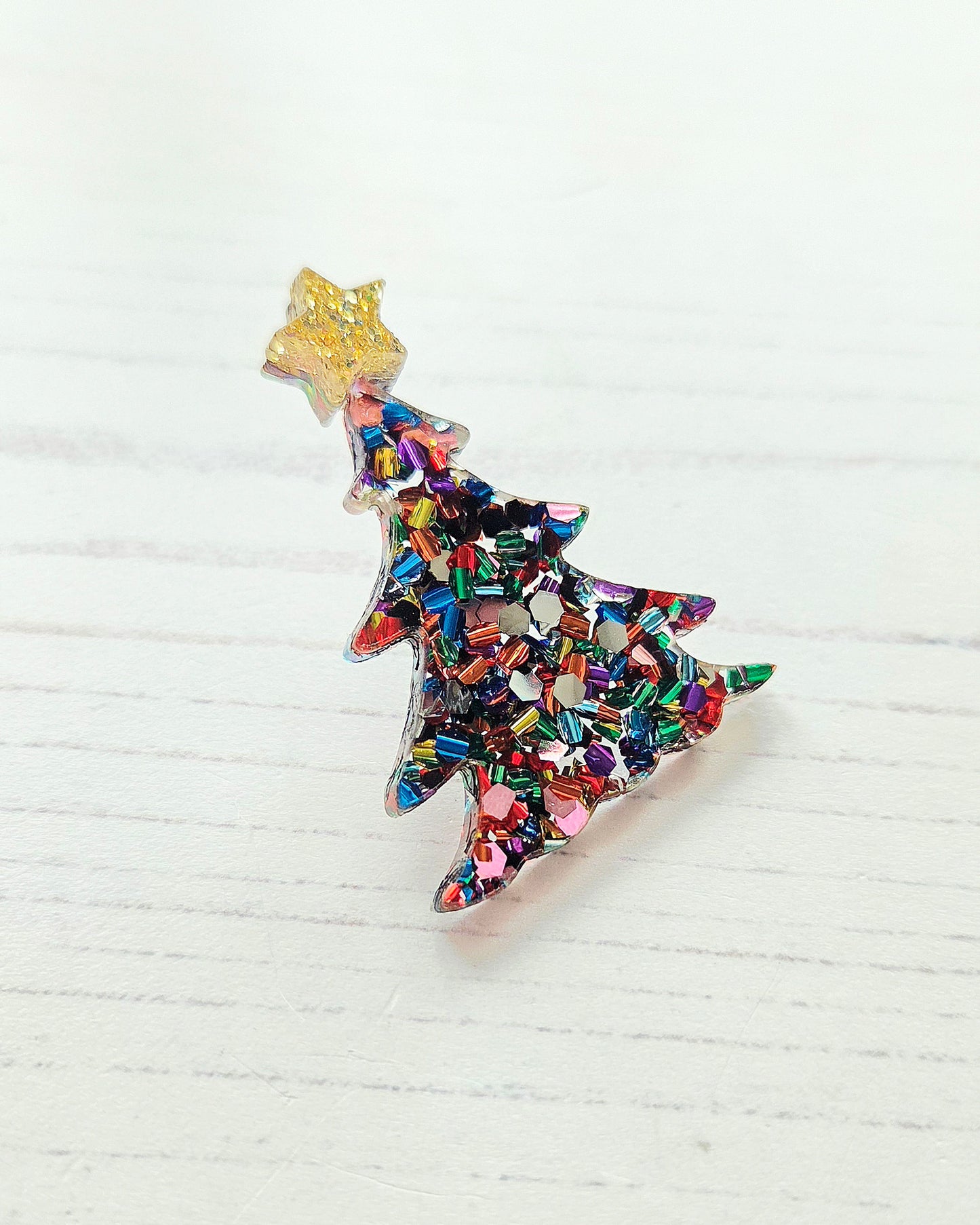 Christmas Tree Brooch/pin, Christmas confetti Acrylic