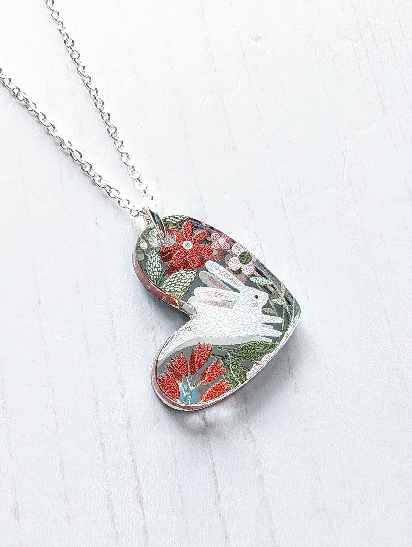 Puffy Heart with Bunny Print