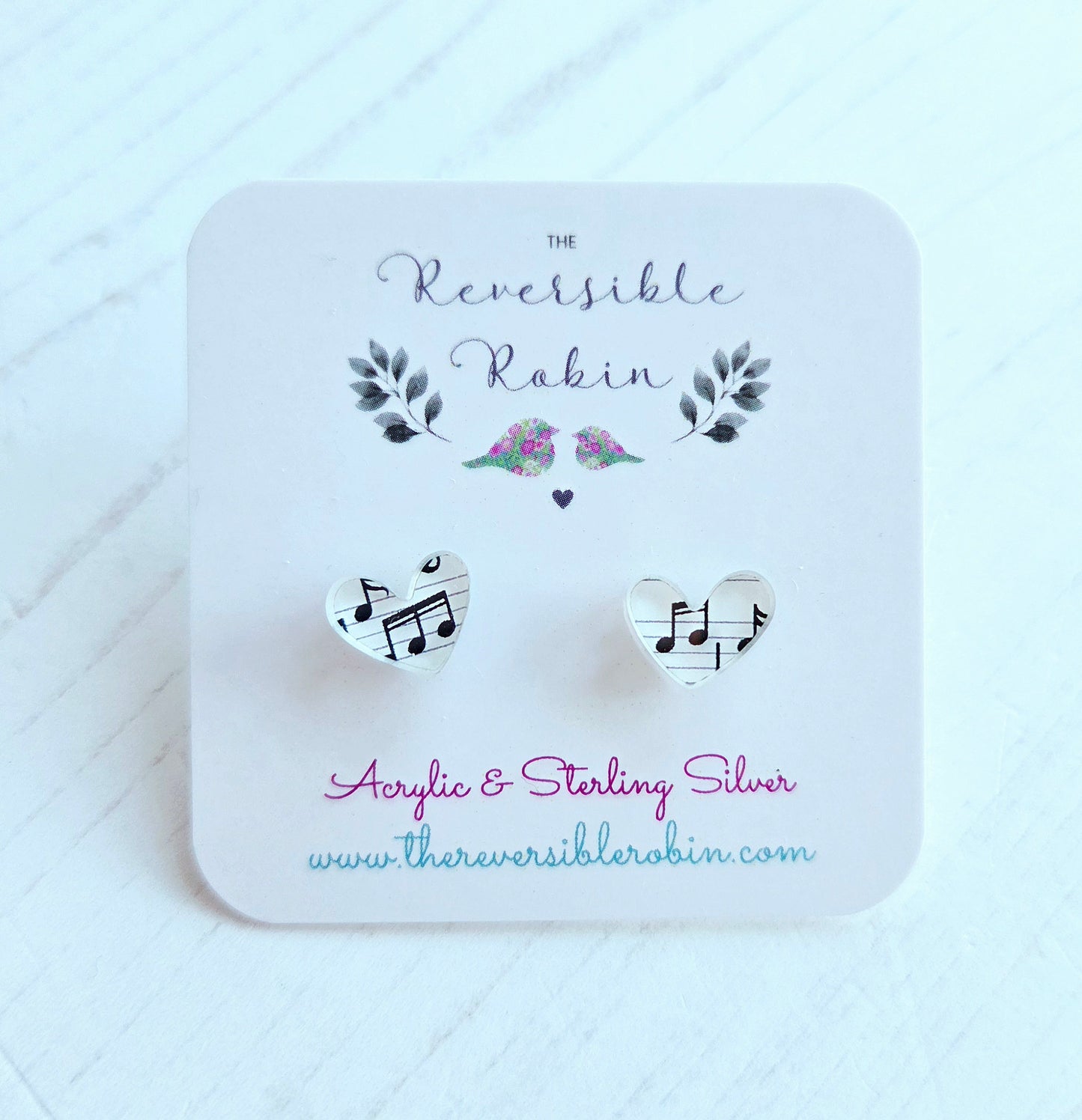 Heart Studs Music Note