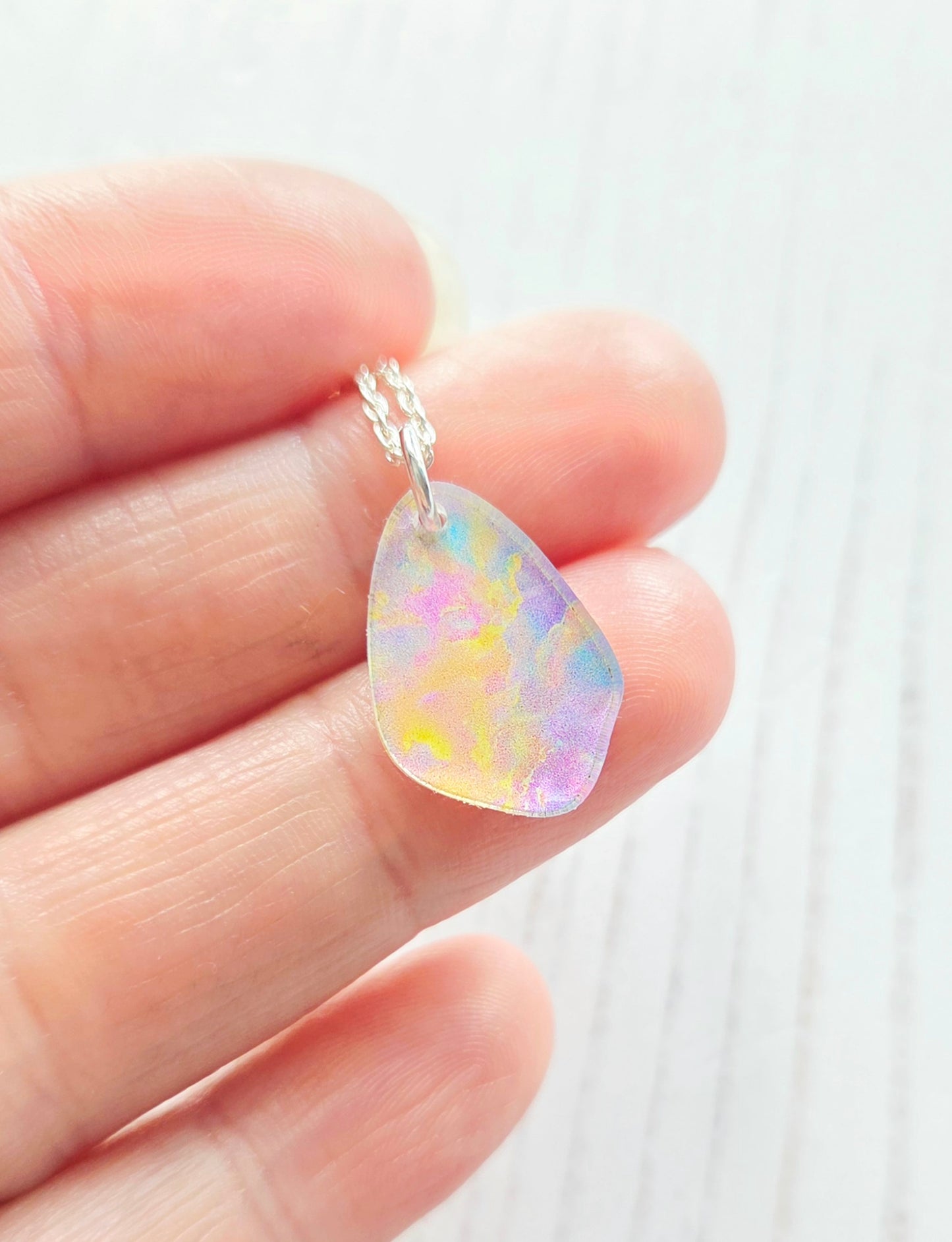 Mini Pebble Pendant, Opal Print