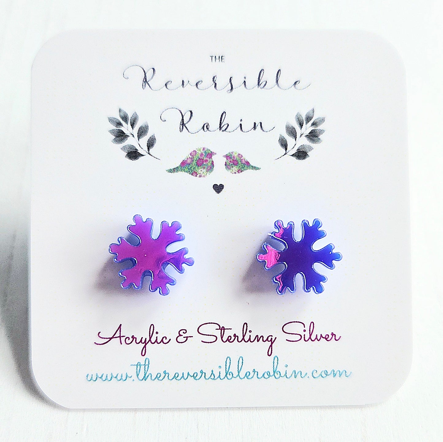 Snowflake Studs, Twilight Iridescent