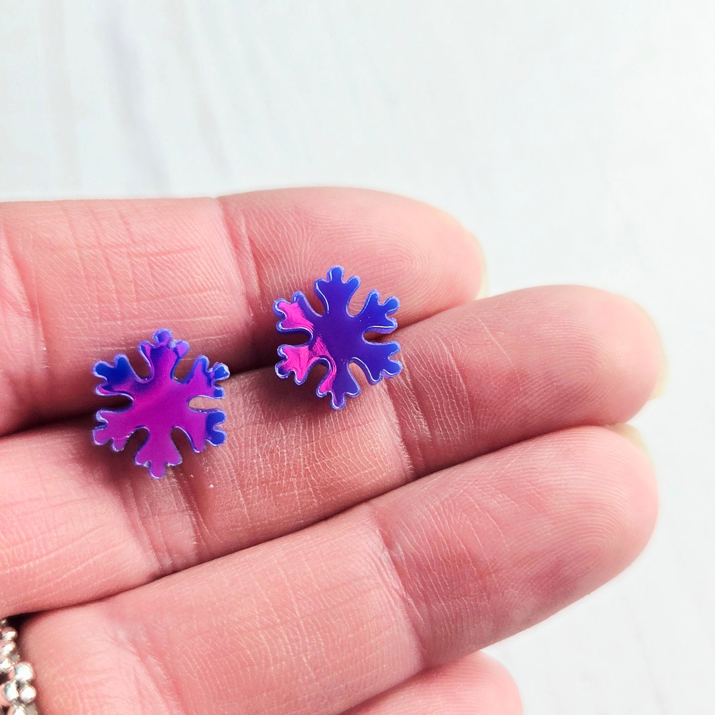 Snowflake Studs, Twilight Iridescent