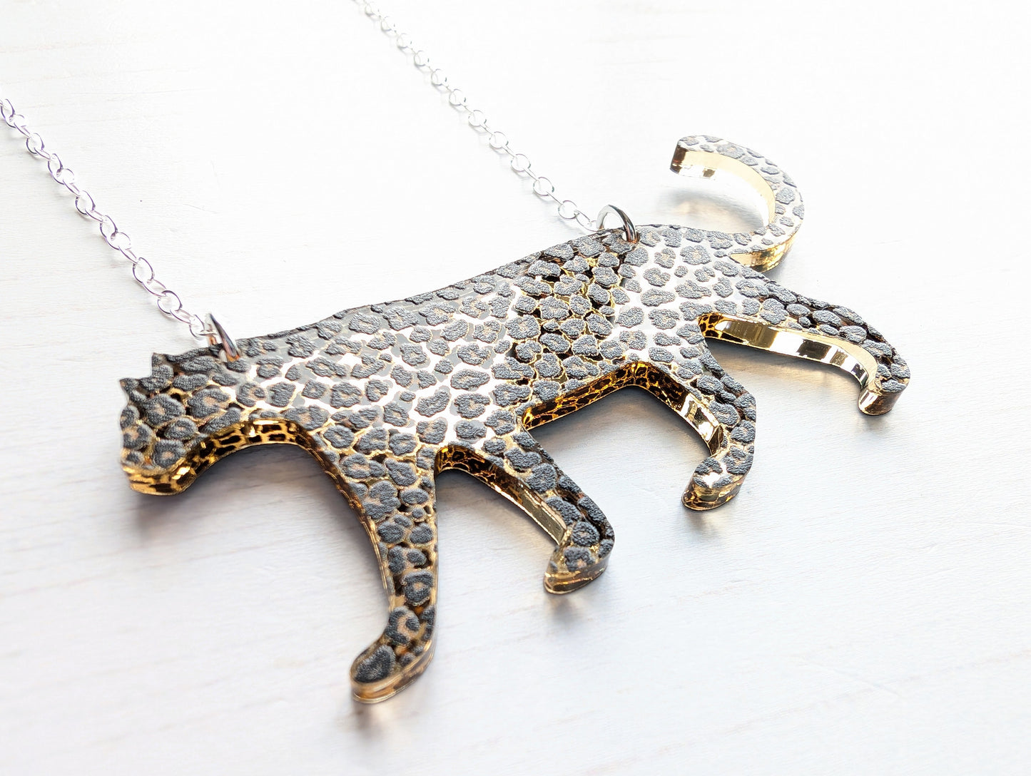 Leopard Statement Necklace, Gold Mirror