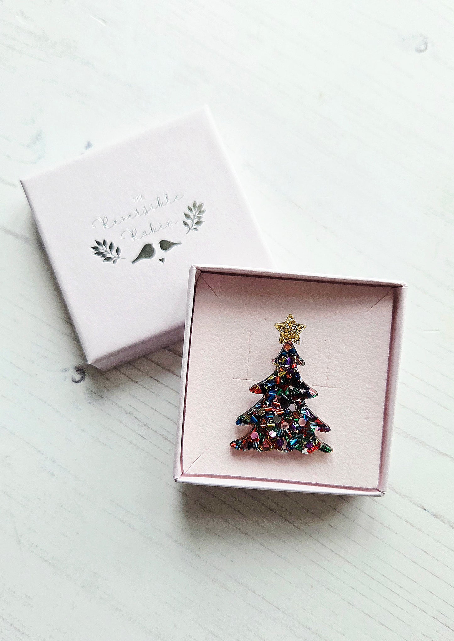Christmas Tree Brooch/pin, Christmas confetti Acrylic