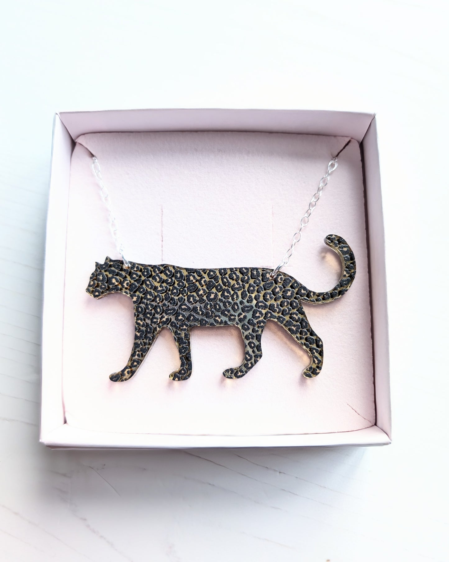 Leopard Statement Necklace, Gold Mirror