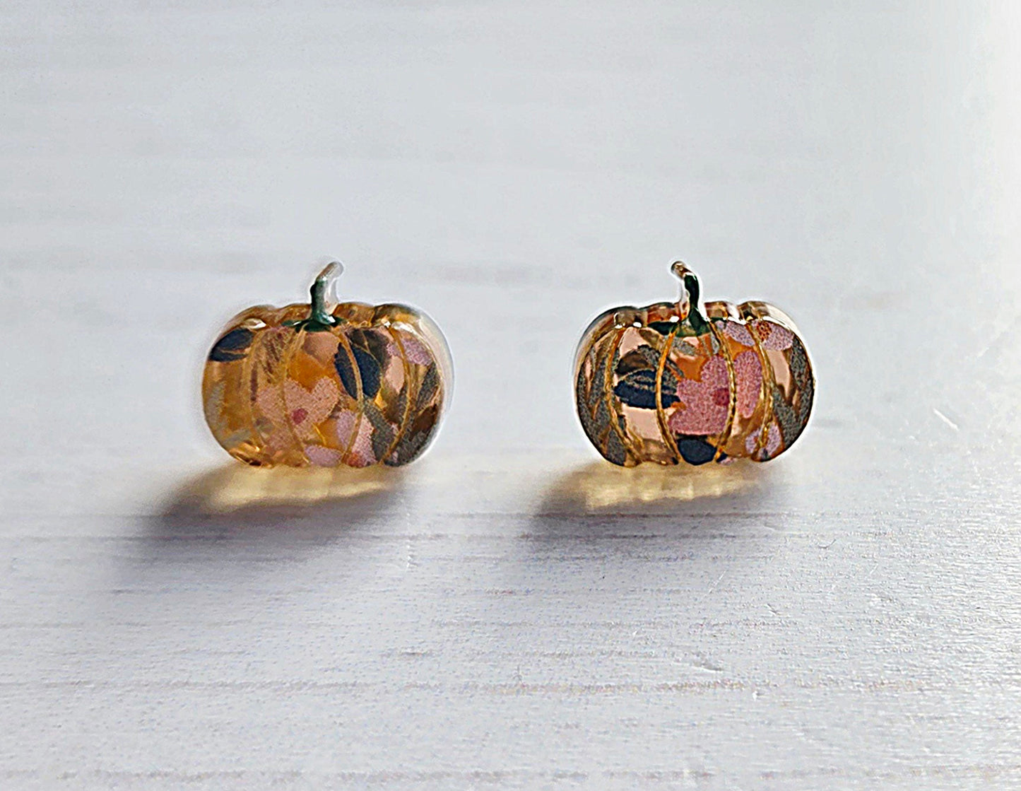 Pumpkin Studs, mirrored floral