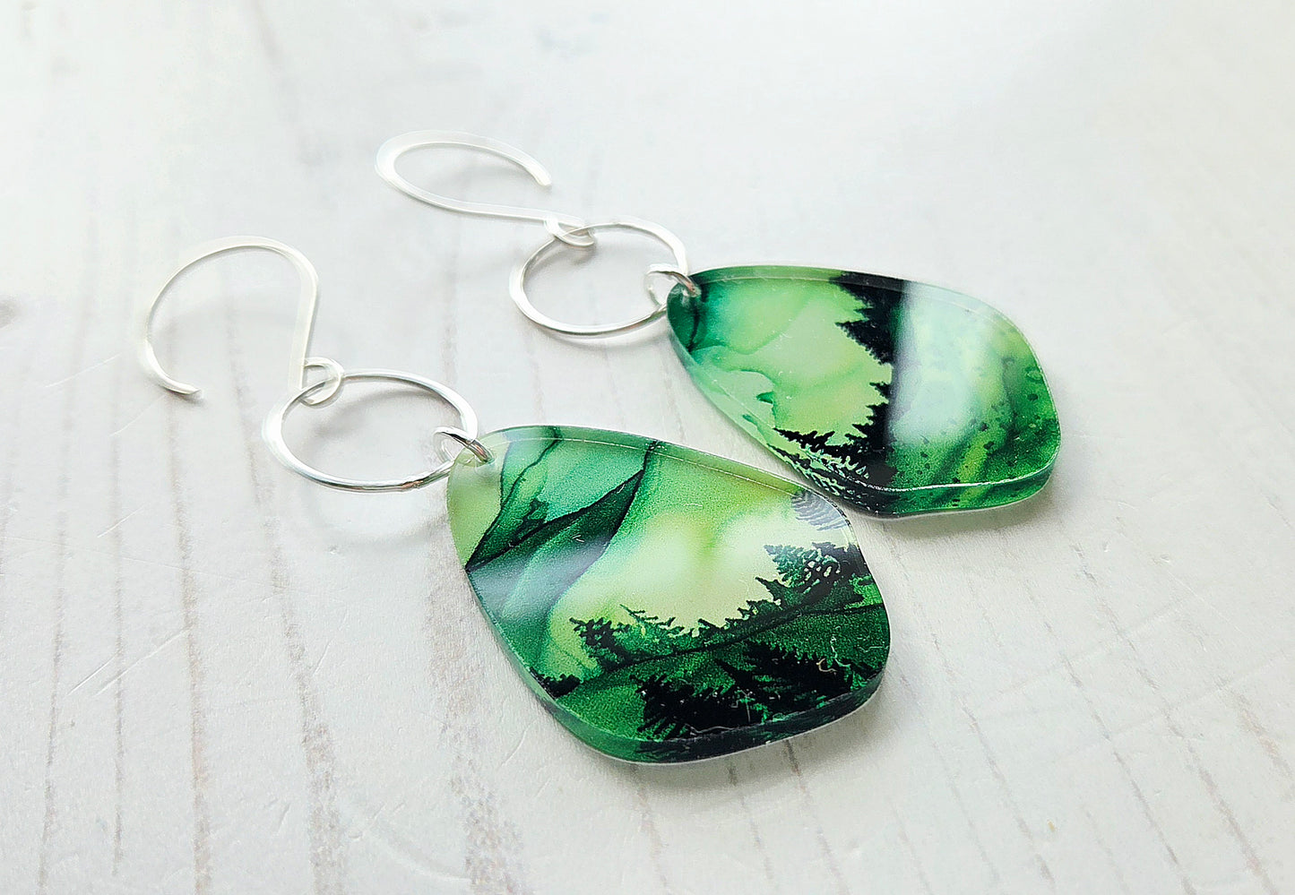 Statement Pebble earrings, Hillside print