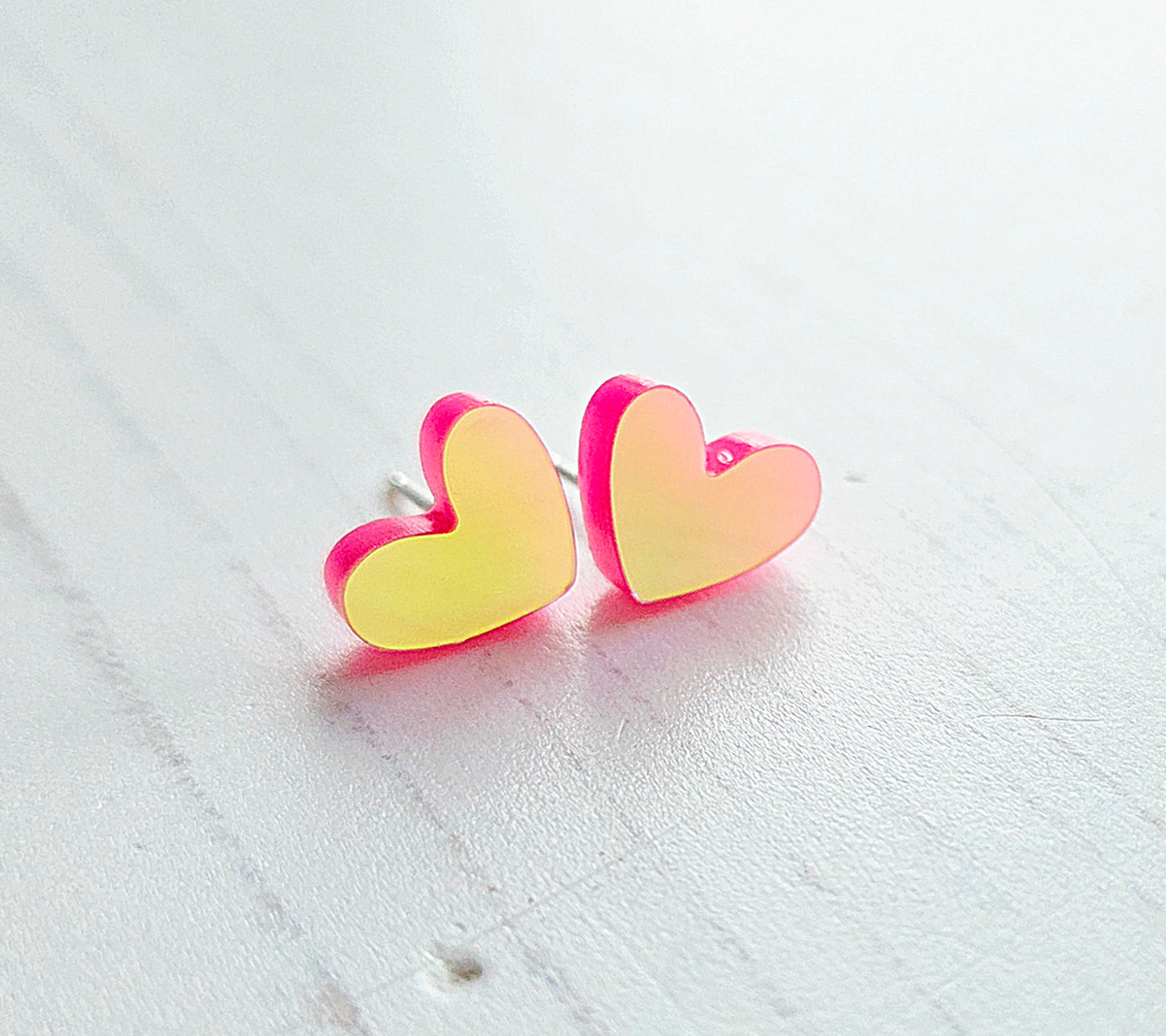 Puffy Heart Studs, Iridescent Sunset
