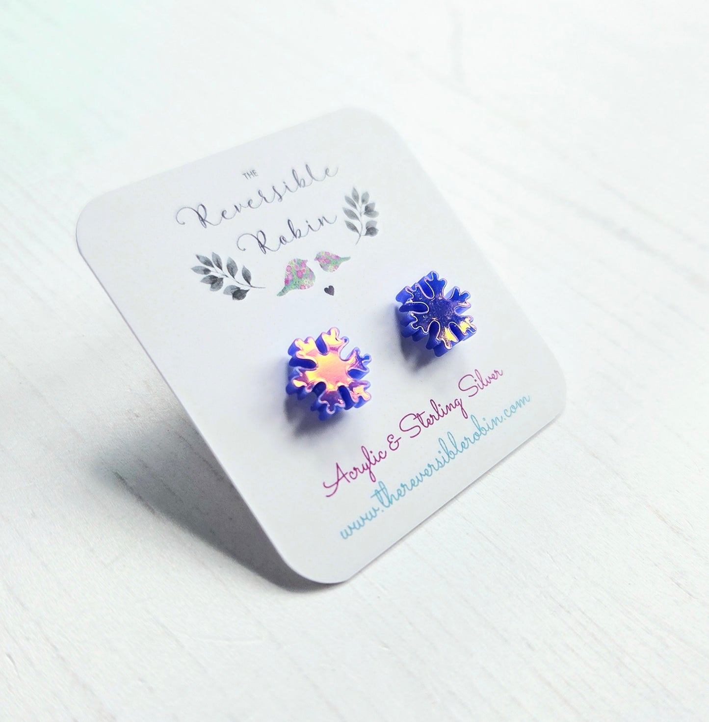 Snowflake Studs, Twilight Iridescent