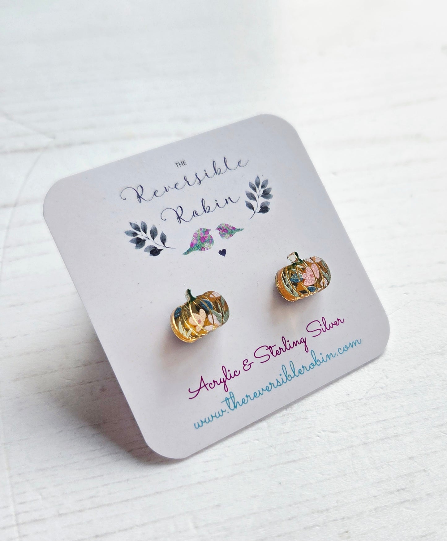 Pumpkin Studs, mirrored floral