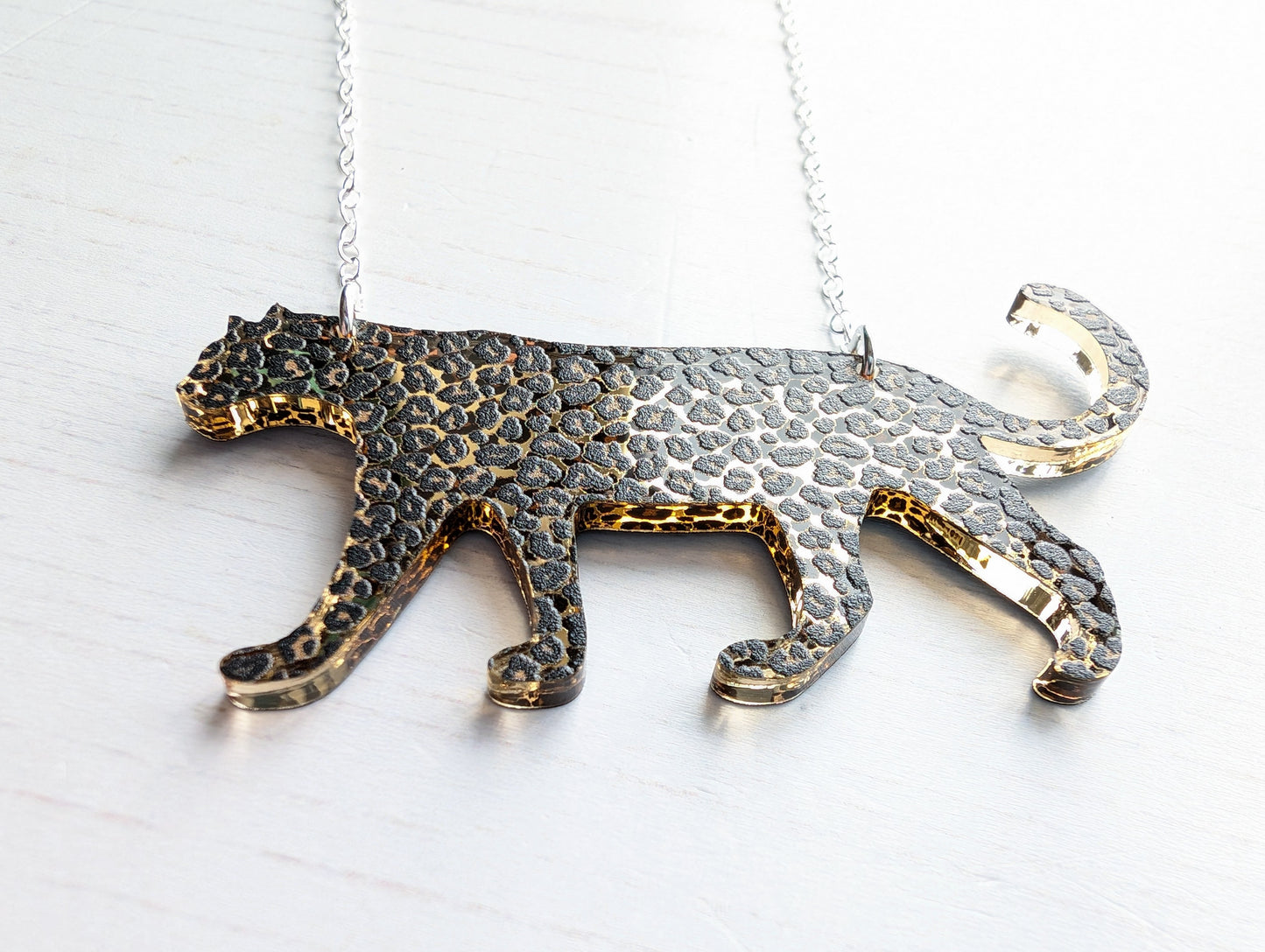Leopard Statement Necklace, Gold Mirror