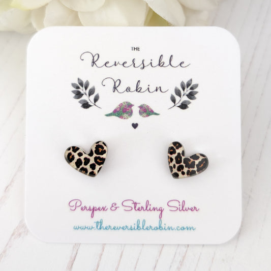 Puffy Heart Studs, Leopard