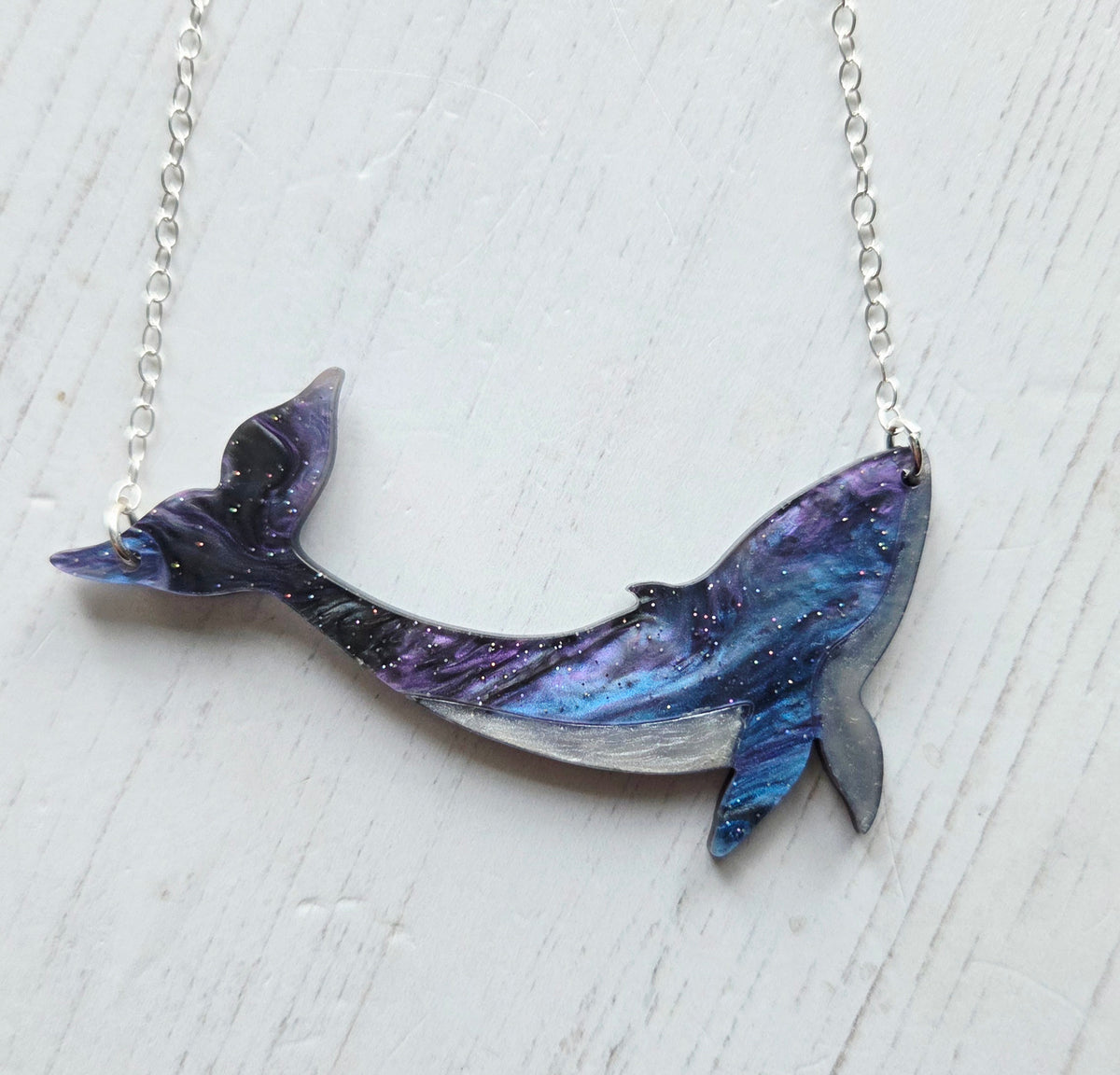 Whale Necklace with pearl tummy
