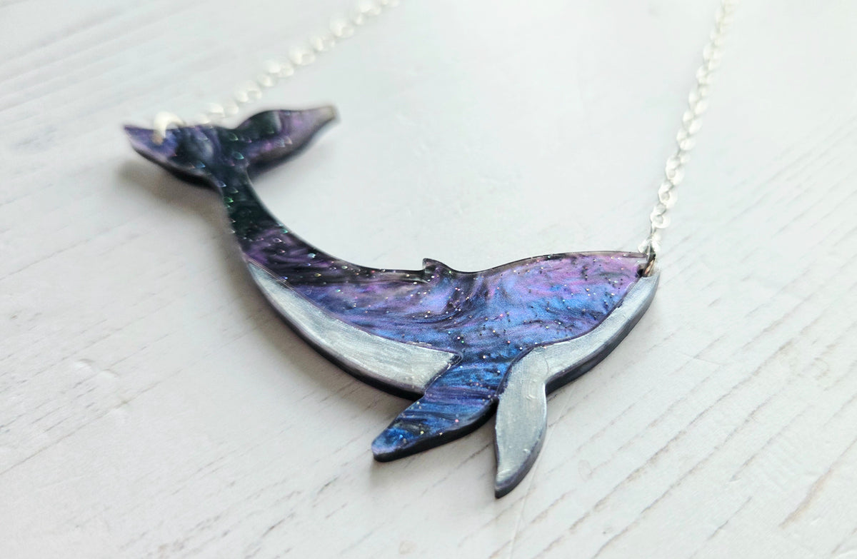 Whale Necklace with pearl tummy