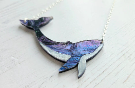 Whale Necklace with pearl tummy