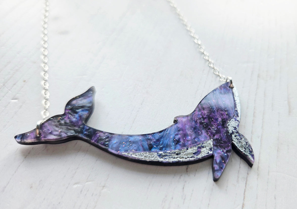 Whale Necklace, silver tummy