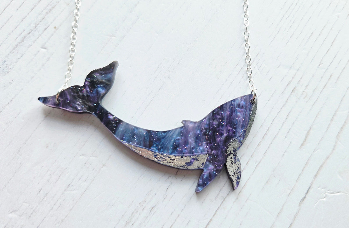 Whale Necklace, silver tummy