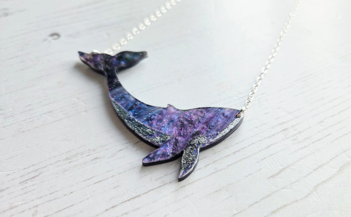Whale Necklace, silver tummy