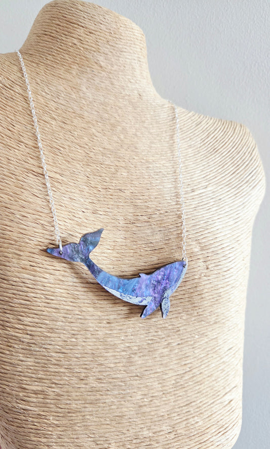 Whale Necklace, silver tummy