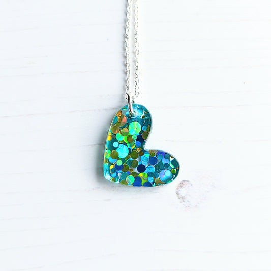 Glitter Puffy Heart Pendant