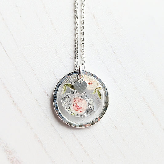 Wedding floral circle and heart pendant