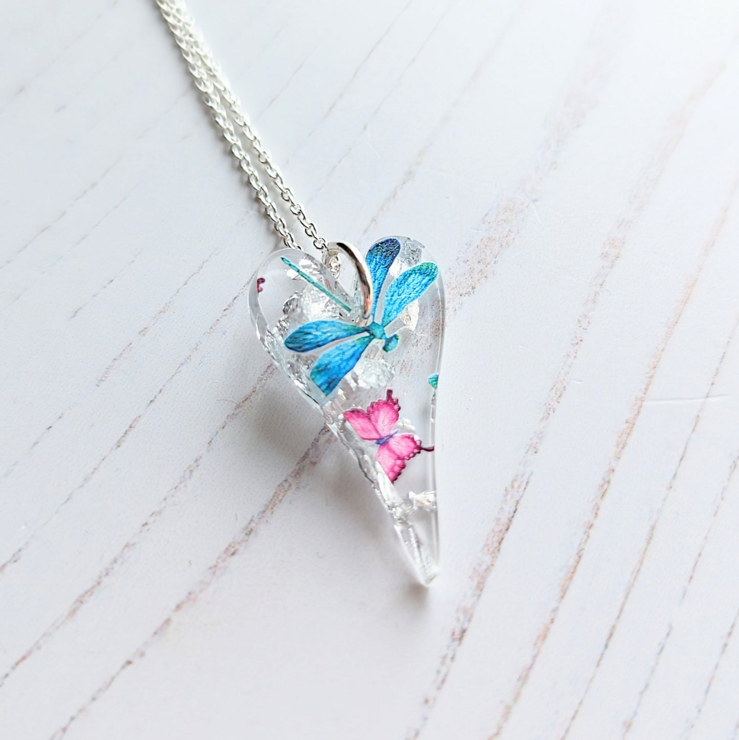 Long Heart with Dragonfly & Butterfly