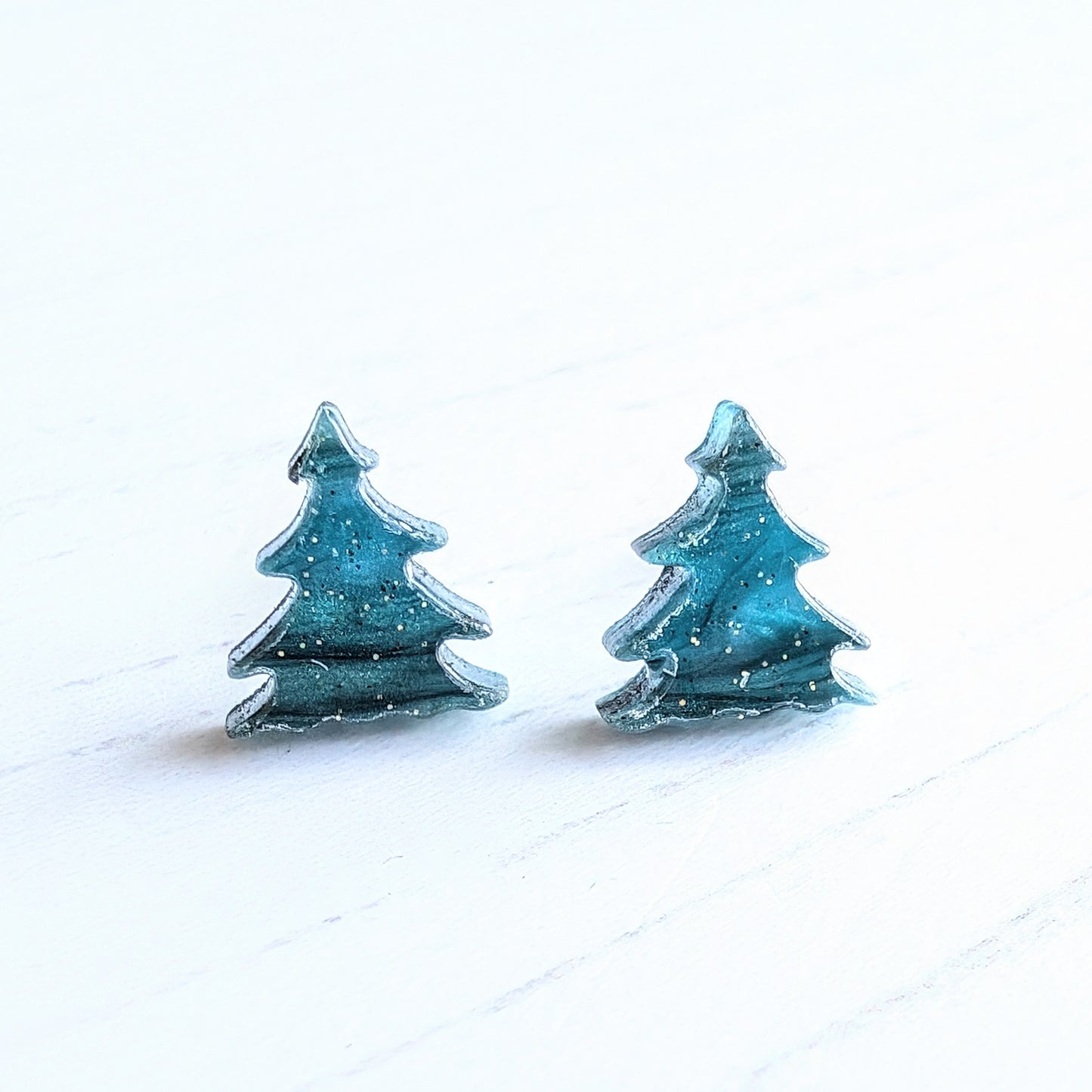 Christmas Tree studs Metallic Green