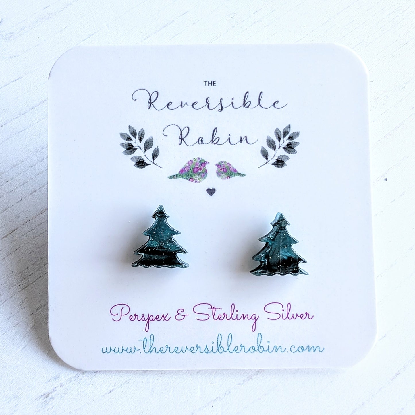 Christmas Tree studs Metallic Green