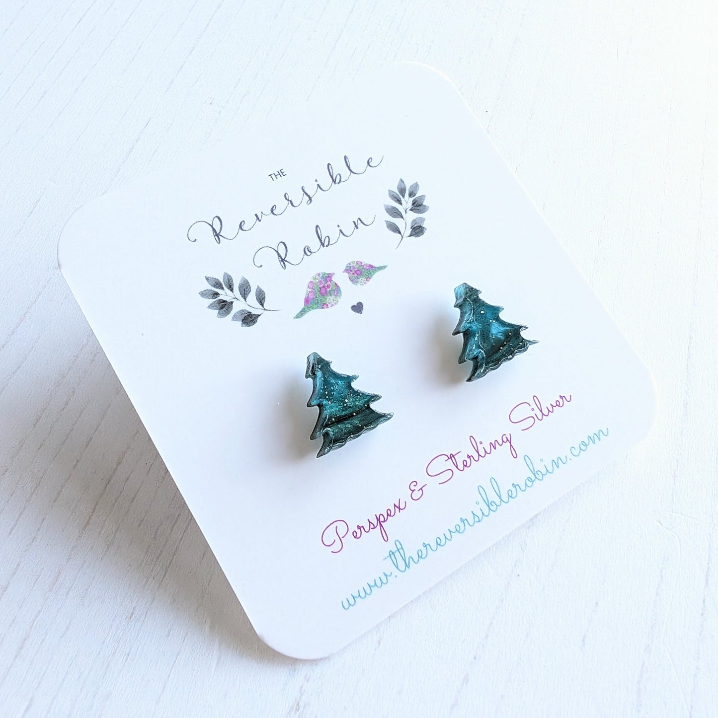 Christmas Tree studs Metallic Green